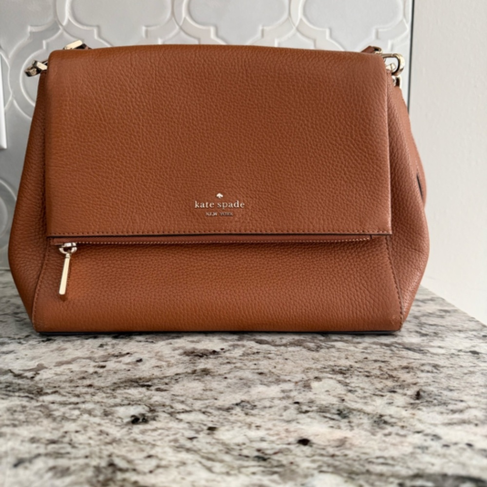 Kate Spade Warm Gingerbread Leila Medium Flap Shoulder Bag